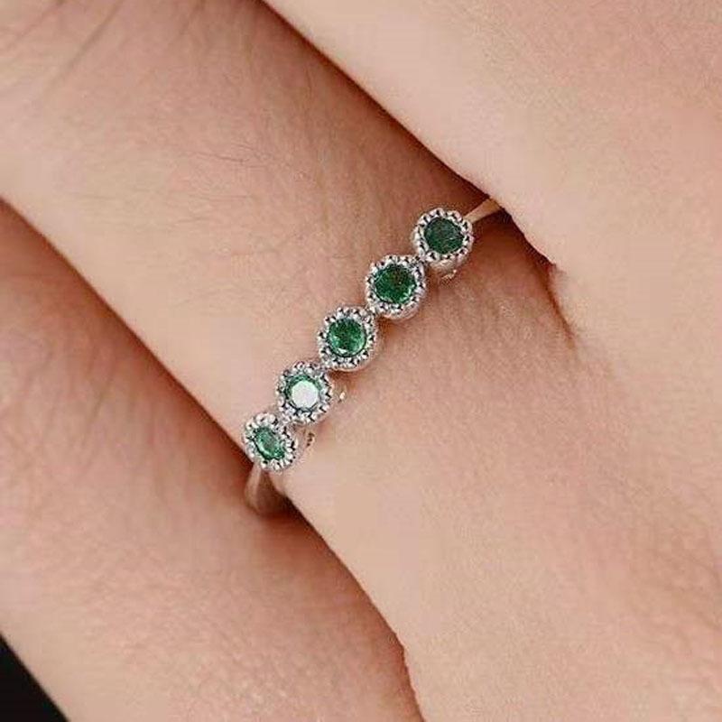 Selling Single-Row Green Zirconium Diamond-Set Simple Small Fresh Rings, Direct Supply Of Popular Jewelry