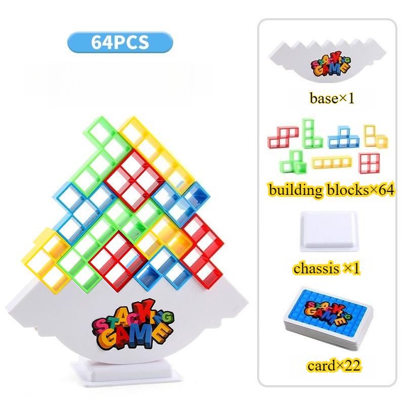 

64PCS Fun balance stacking block board game, suitable for children, adults, friend teams, family game nights, and parties