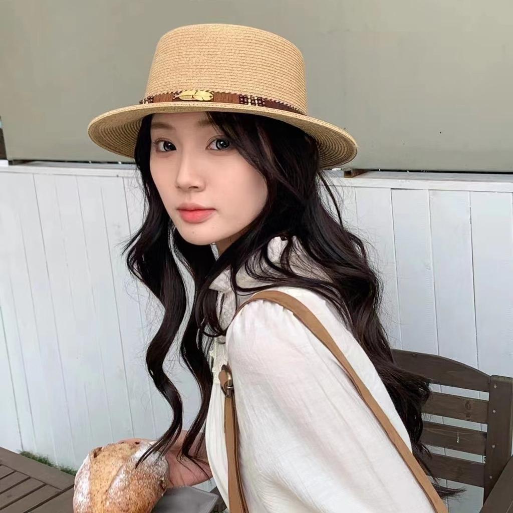 Summer Straw Hat Women's Elegant Flat Hat Vacation Visor French Simple Versatile Casual Top Hat Shopping Trend