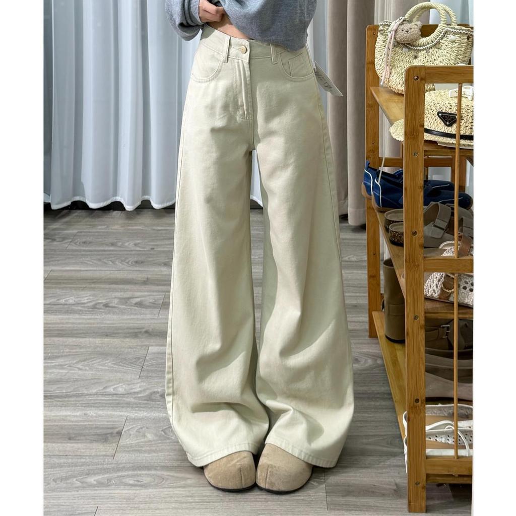 2026 New Spring American Style Women's High Waist Wide Leg Jeans – Slimming, Loose, Floor-Length Pants
