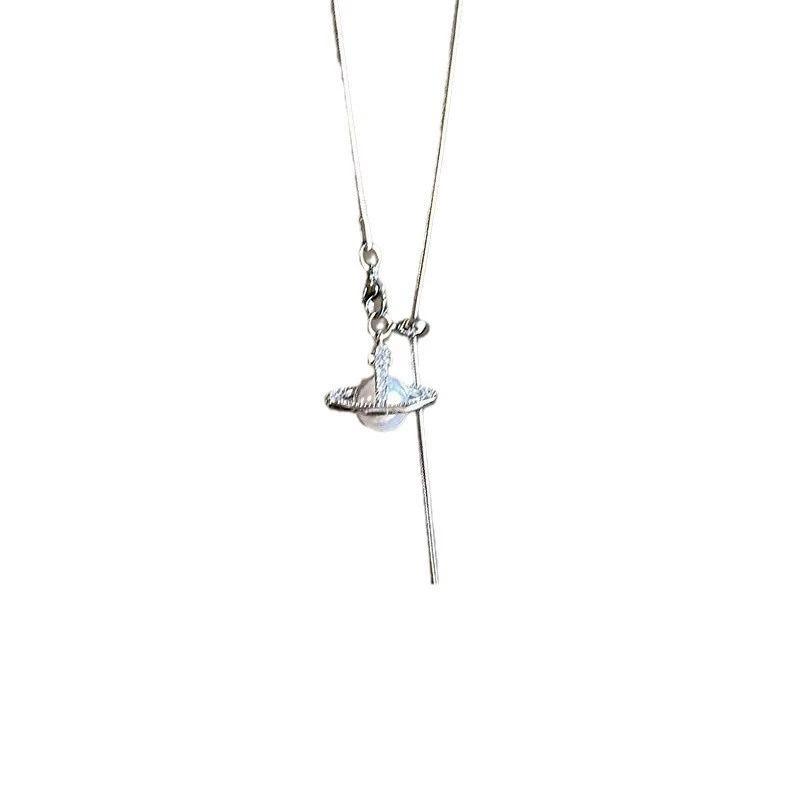 Pearl Planet Pendant, Fringed Sweater Chain, Women's High-end Sense, Unique Long Pull-out Neck Chain, High-end Necklace.