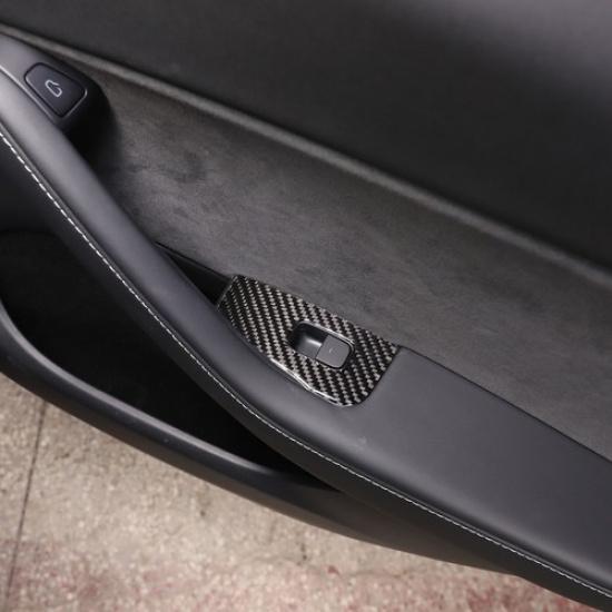 Carbon Fiber Window Lift Switch Panel Cover Trim For Tesla Model Y 3 2017-