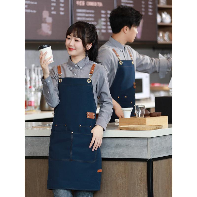 Anpassad Canvas Midjeförkläde - Barista, Mjölkte, BBQ, Catering Arbetskläder för Kvinnor