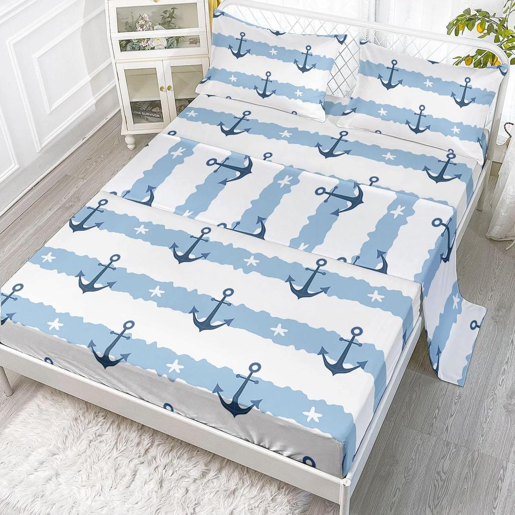 Cartoon Animal Sea Lion Pattern Bed Hat Four-Piece Bedding Set Bedroom Dormitory Bedding Decoration