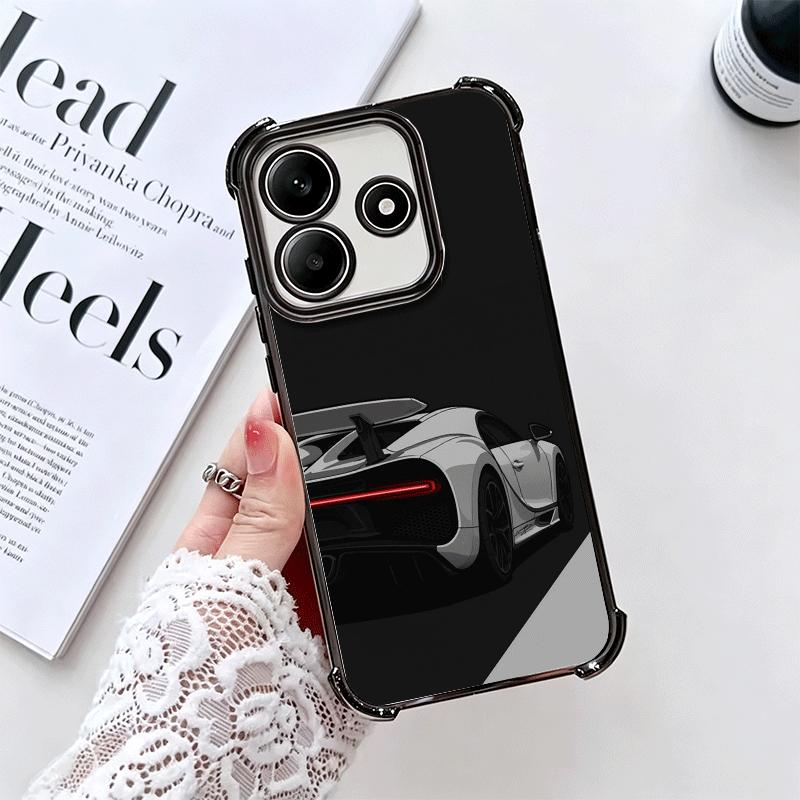Black White Sports Cars Aesthetics Plating Phone Case For Xiaomi Redmi Note 14 15 Pro Plus 13 12 11 11S 11T 10 9S 9 5G Anti-Fall