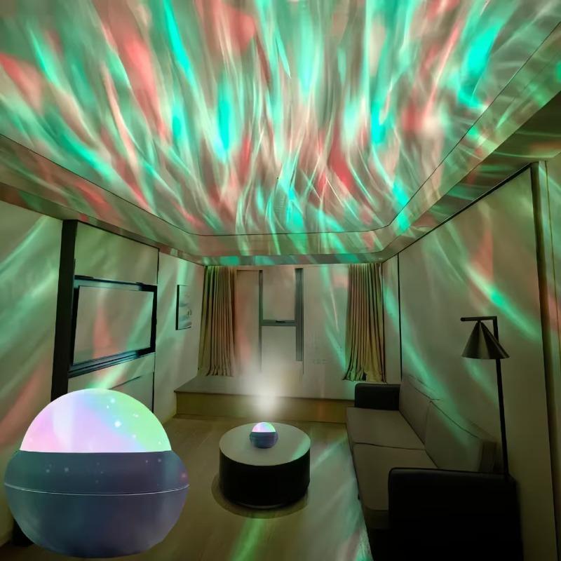 Water Ripple Starry Sky Top Night Light, Bedroom Aurora Dynamic Night Light Starry Sky Projection Light белый