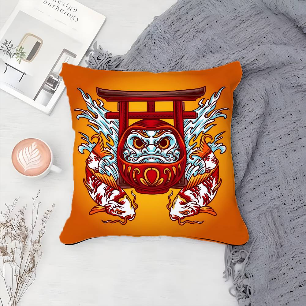 Cute Cartoon D-Daruma Doll-MT Role Pillow Case Printing Pillowcase Living Room Sofa Cushion Cover Bedroom Room Decor
