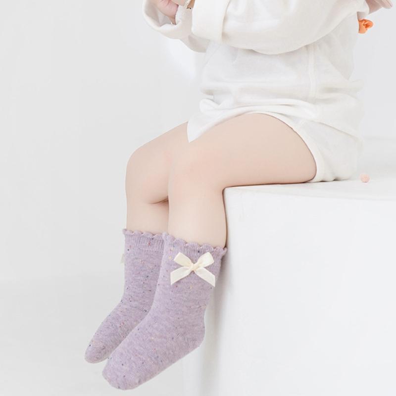 Baby Girls Princess Knitted Bowknot Socks Soft Toddler Girls Knee High Socks Cotton Infant Newborn Girls Long Tube Stockings