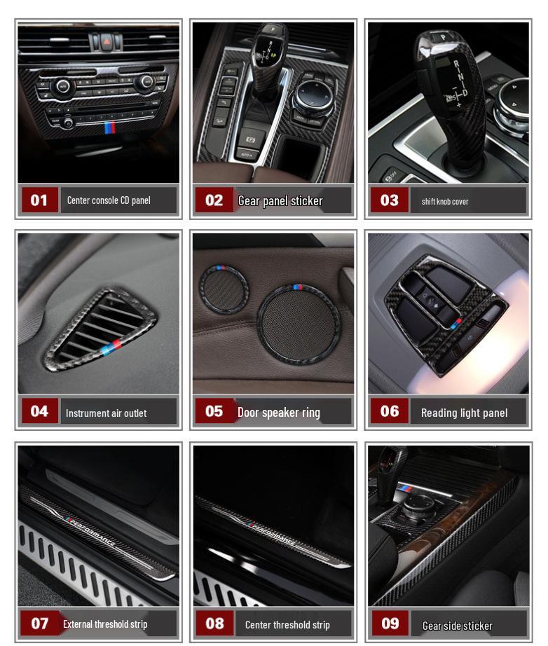 BMW X5/X6 F15/F16 Carbon Fiber Interior & Exterior Modification Center Console Gear & Vent Decoration Sticker
