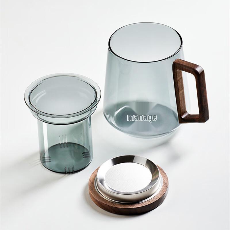 Shangqi Borosilicate Glass Tea Infuser Office Cup with Wooden Handle