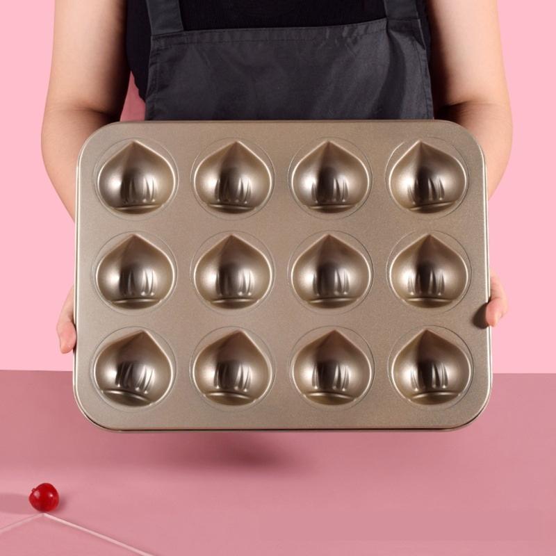 6/12 Dutinek Kuchyňské Pečicí Formy Materiál Uhlíková Ocel Nepřilnavé Formy na Kaštanové Koláčky Formy na Muffiny Nepřilnavý Povlak Pečicí Nádobí