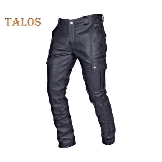 

Мужские брюки из искусственной кожи с несколькими карманами, облегающие, с гладкой поверхностью, застежкой-молнией на пуговицы, однотонные, для уличного стиля, вечеринок, ночных клубов, выступлений L чёрный