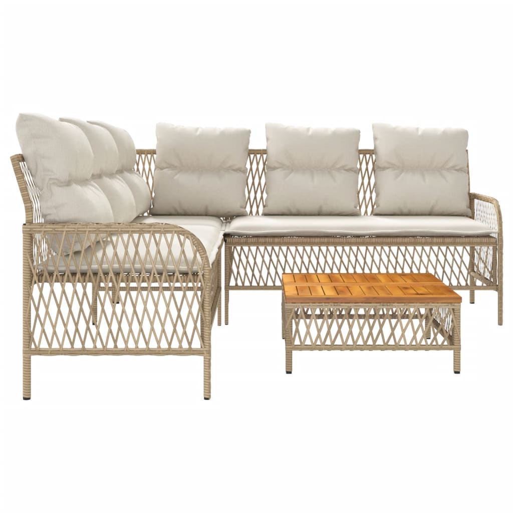 Vidaxl 2-Cz. Garden Furniture Set With Cushions, Beige, Poly Rattan