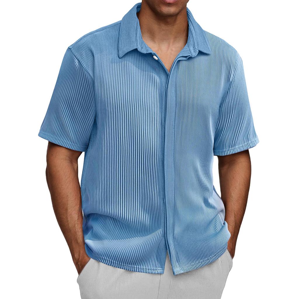 Men's Vintage Button Down Bowling Shirts Short Sleeve Summer Beach Shirt