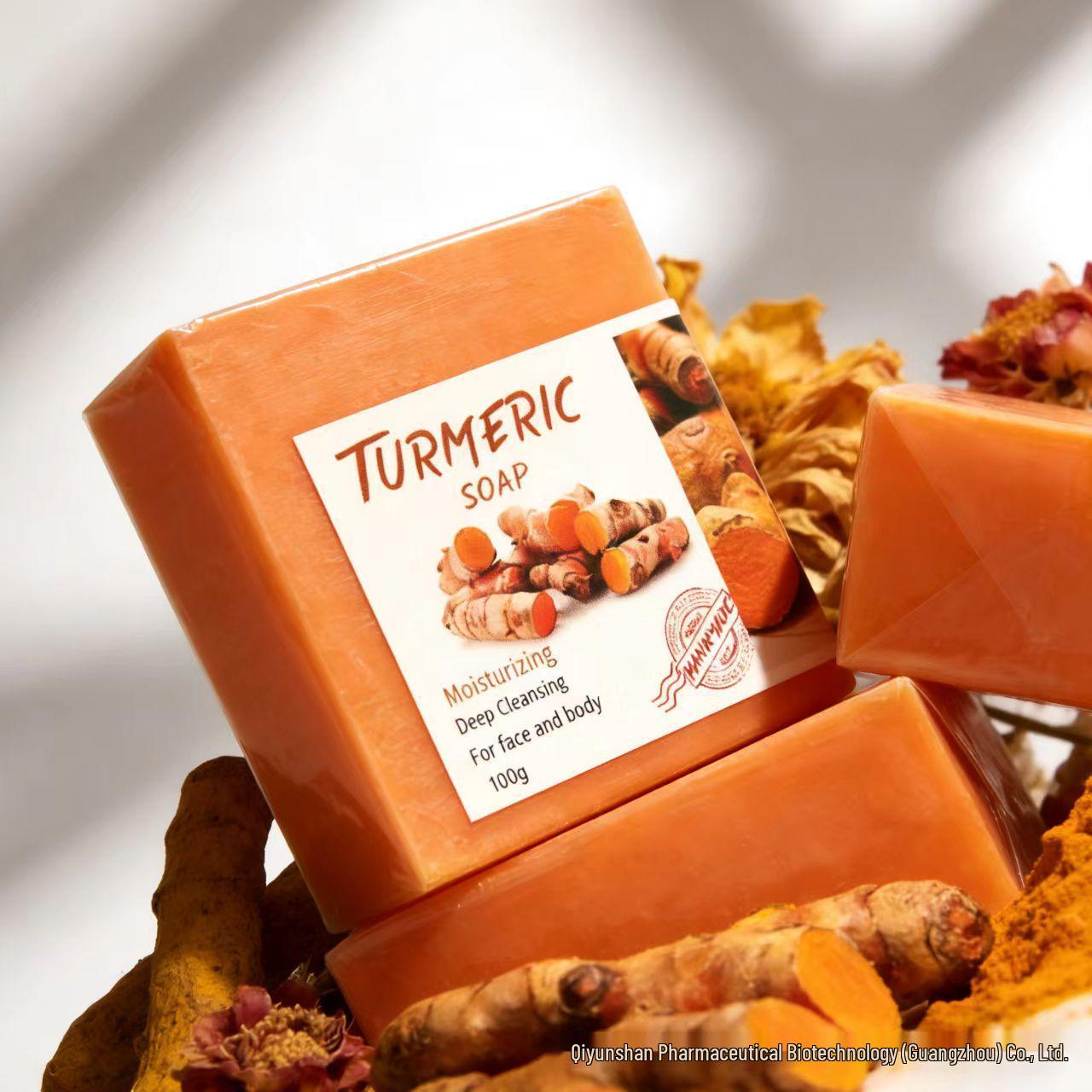 

Handmade Turmeric & Ginger Essential Oil Soap - Refreshing Facial Cleanser Foaming Net x10