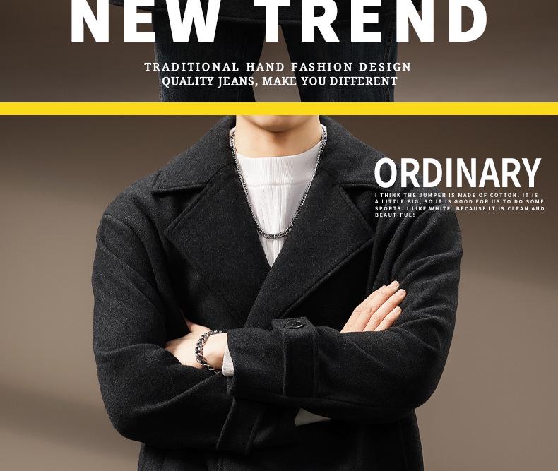 Men's Mid-Length High-Grade Double-Faced Wool Business Coat - Thick, Warm, and Fashionable for Winter