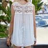 Loose Casual Lace Mesh Patchwork Vest Sleeveless Hollowed Out Top for Women Vests