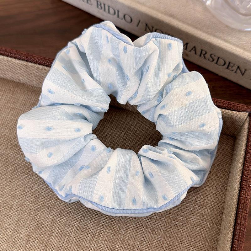Sea Blue Polka Dot Scrunchies Fashion Gilrs Floral Plaid Large Intestine Hair Ties Ropes Women Sweet Versatile Rubber Bands