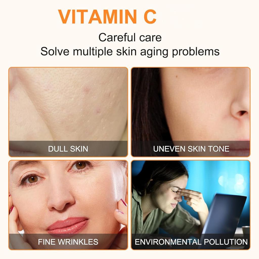 STYLEFLOW Vitamin C Face Serum with Hyaluronic Acid & Vitamin E | Brightening, Hydrating, Anti-Aging, Dark Spot & Acne Mark Removal | For Glowing