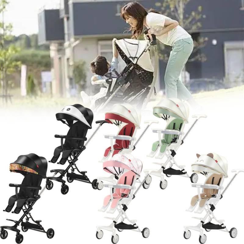 Wheeled Four Collapsible Baby Stroller Lightweight Foldable Seat Convertible