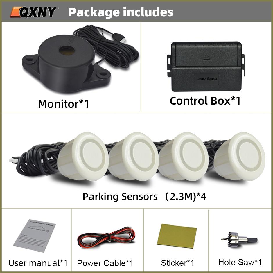 Car Auto Parktronic Reverse Backup Radar With 4 Parking Sensors Kit Buzzer Sound Alarm Detector System Rear No Display Monitor