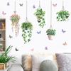 Green Potted Plant Window Decals, Self-Adhesive and Butterfly Wall Stickers for Home Decor