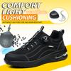 Men's Safety Work Boots Steel Toe Puncture Resistant Kevlar Midsole Air Cushion Black Button Style Industrial Construction Shoes