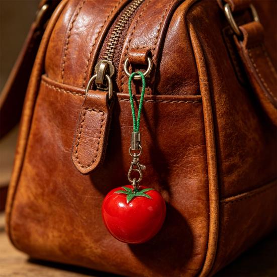 Decorative Pendant with Lanyard 1:1 Realistic Red Tomato Shape Keychain Bag Charm Mobile Phone Hanging Ornament