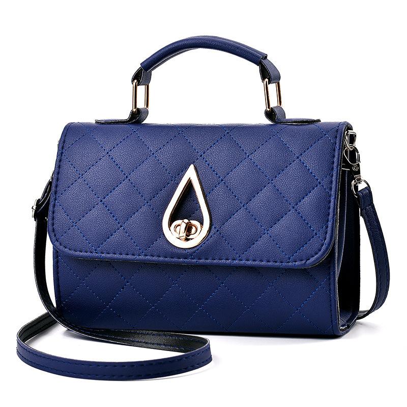 Popular single shoulder, trendy women s handbag, Korean version of solid color simple single shoulder underarm oblique span bag · синий