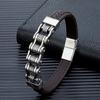 Punk Men Biker Chain Braided Genuine Leather Bracelet Stainless Steel Magnetic Buckle Bracelet Gifts Homme Pulseras