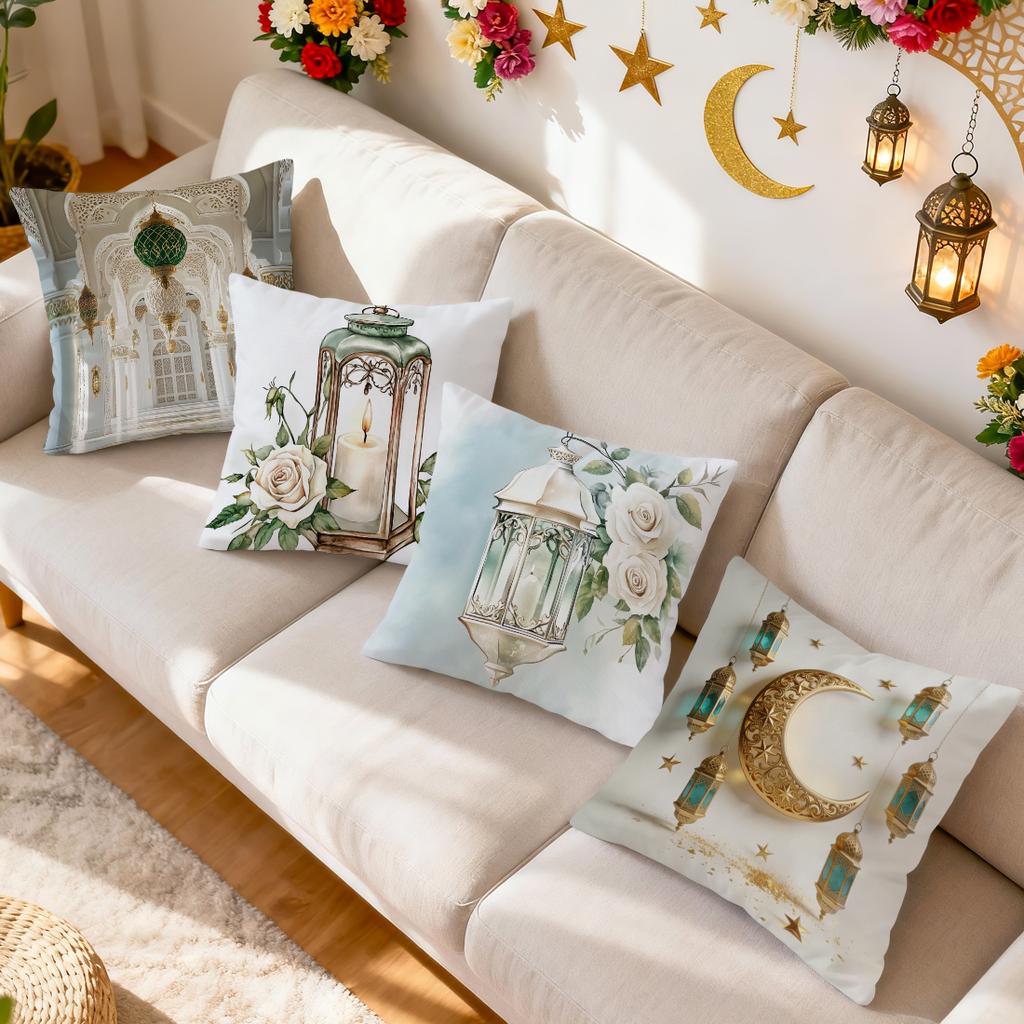Moon Lantern Ramadan Pillowcase Printed Polyester 40/45/50cm Throw Pillowcover Decorative Sofa Cushion Pillowslip Home Decor