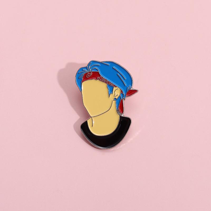 Trendy Cartoon Character Alloy Brooch Featuring Stylish Blue Haired Boy For Fashionable Decoration