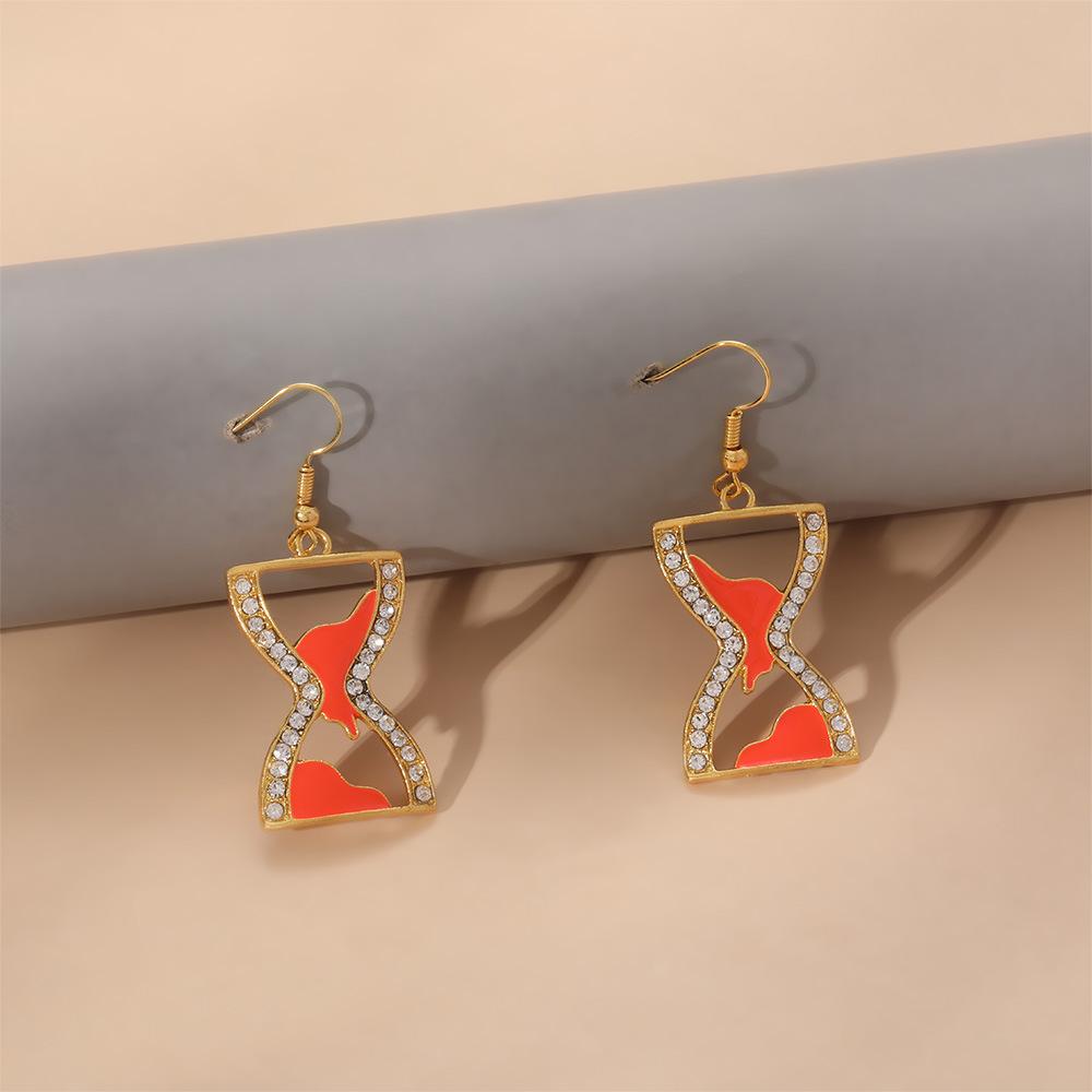 Earrings, Personalized Point Drill Drip Oil Hollow Hourglass Shape Earrings, Earrings.