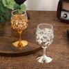 European Silver Metal&Glass Goblet Set-Elegant Embossed Stemware for Wine/Coffee, Luxury Wedding Gift, High-End Home Bar Decor