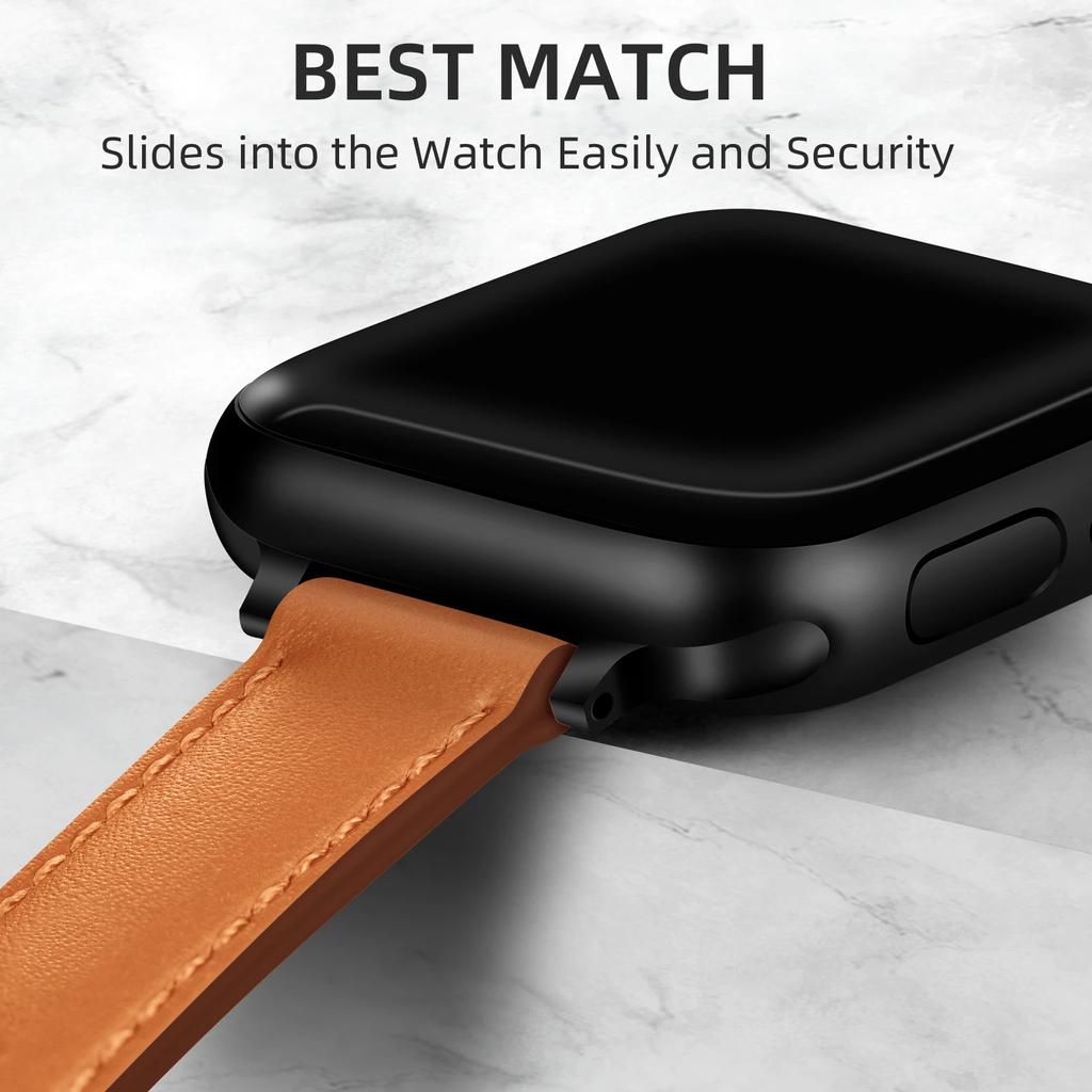 Watchband Leather Strap for Apple Watch Band 38/40/41MM 42/44/45MM Wristband Bracelet for iWatch 8 7 3 4 5 6 SE 49mm Smartwatch Accessorie
