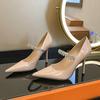 Fashion Rhinestone Line With High Heels Shallow Mouth French Single Shoes With Dress Wedding Shoes Woman