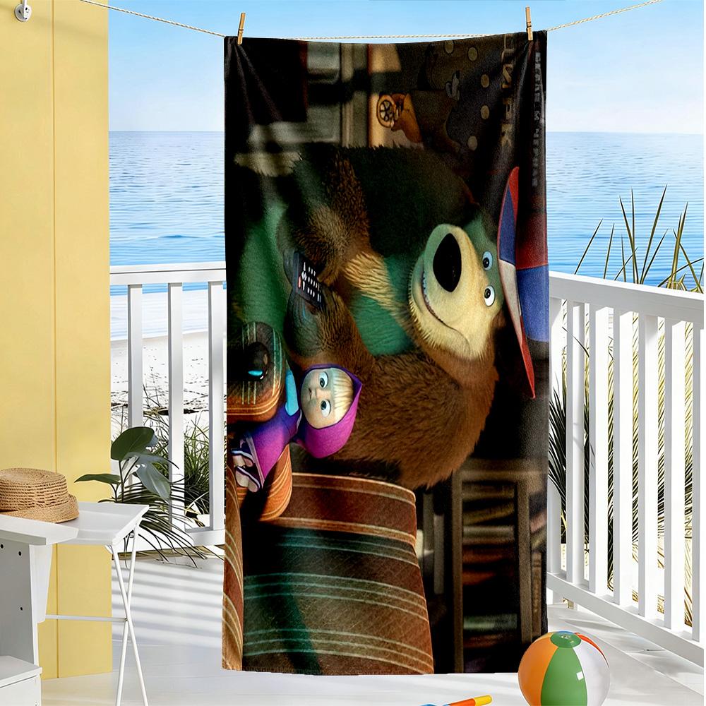 Masha Bear Beach Towel Soft Durable Quick-Dry Comfortable Lightweight