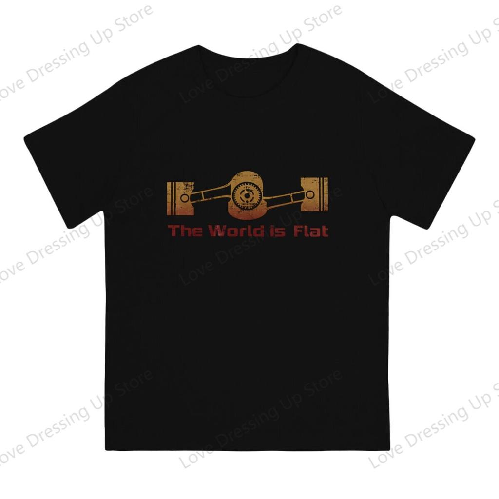 100 Cotton Tshirt T Shirt Unisex The World Is Flat Engine Summer Casual Short Sleeves S6xl