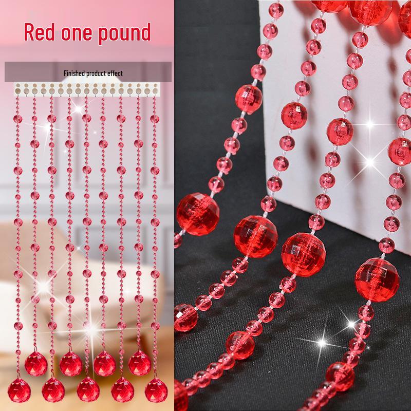 Transparent Crystal Bead Door Curtain for Wedding Decoration - DIY Hanging Partition with Feng Shui Elements, No Punching Required.