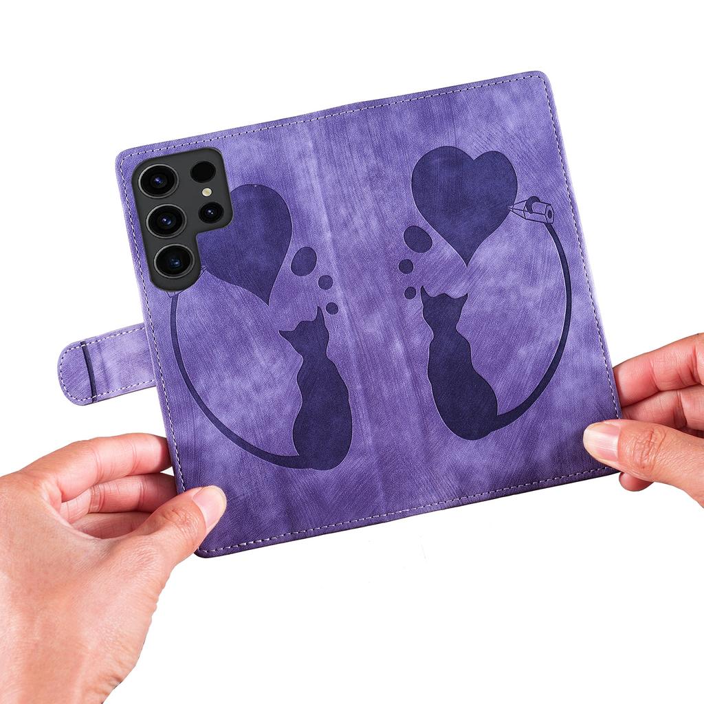 Animals Cat Leather Phone Wallet Case Book For Samsung Galaxy S25 Edge S24 S23 S22 Ultra S21 Plus S20 FE A16 A56 Card Flip Cover