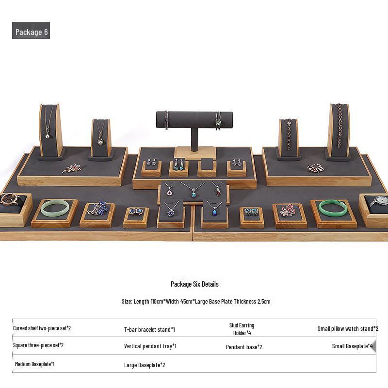Solid Wood Jewelry Display Stand for Earrings, Rings, and Necklaces with Jade Tray