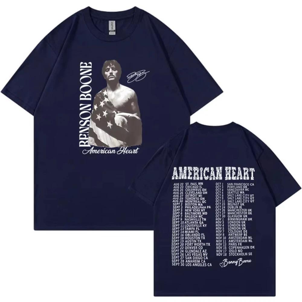 Rapper Benson Boone America Heart Tour Tshirts Oversized Y2k Men Harajuku Shortsleeved Vintage Tshirts Female Male Clothing