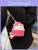Knitted Wool Mini Bucket Bag With Phone Pocket For Daily Casual Use