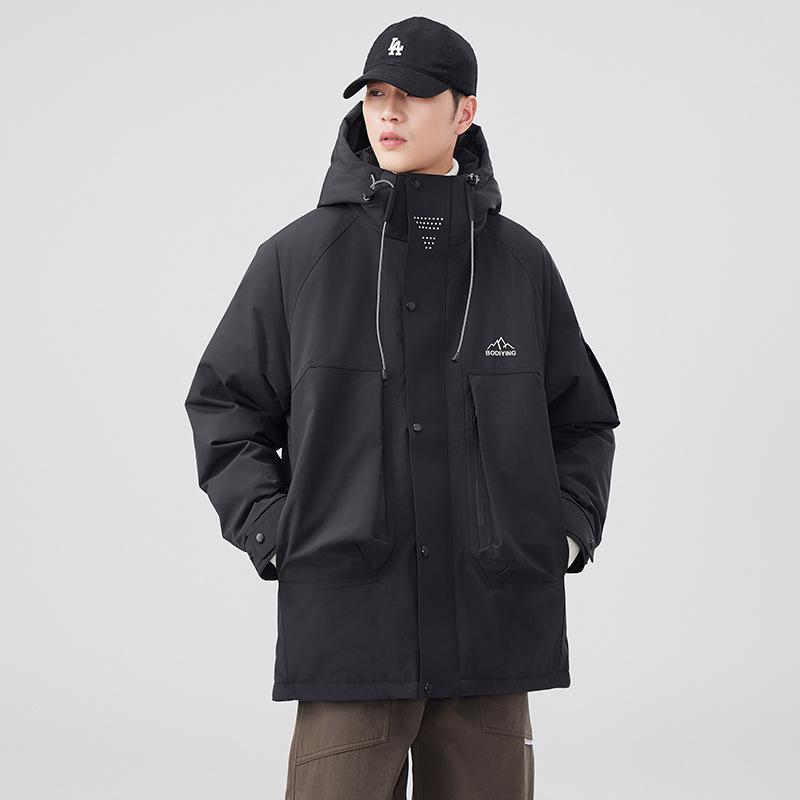 Winter Trend Mountain Charge Down Jacket Men'S Light 90 White Duck Down Hooded Jacket American Casual Tooling Jacket