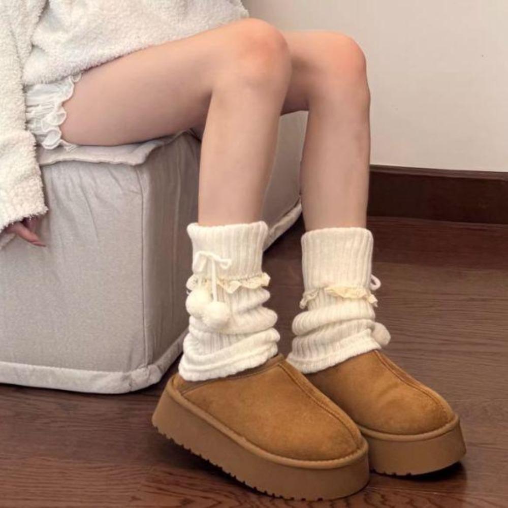 1 Pair Stretchy Fit Women's Leg Warmer Thickened Knit Knit Leg Sleeve  Jk Uniform Lolita Outfit
