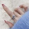 Elegant Sea Blue Hollow Adjustable Women's Ring - Niche Design with High-End Appeal