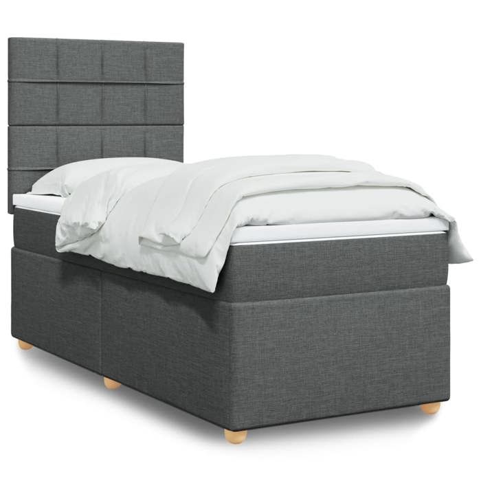 VidaXL Sommier à lattes de lit avec matelas Gris foncé 90x200 cm Tissu 3291164
