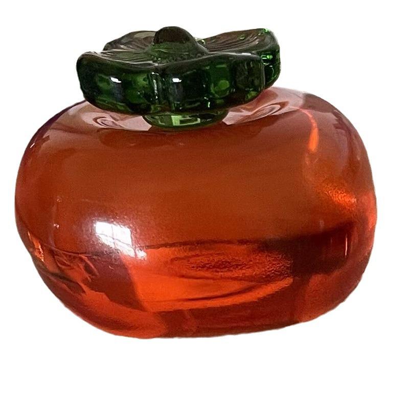 Crystal Fruit Display Stand with Persimmon and Pumpkin Ornaments: Simple Chinese-Inspired Home Decorations