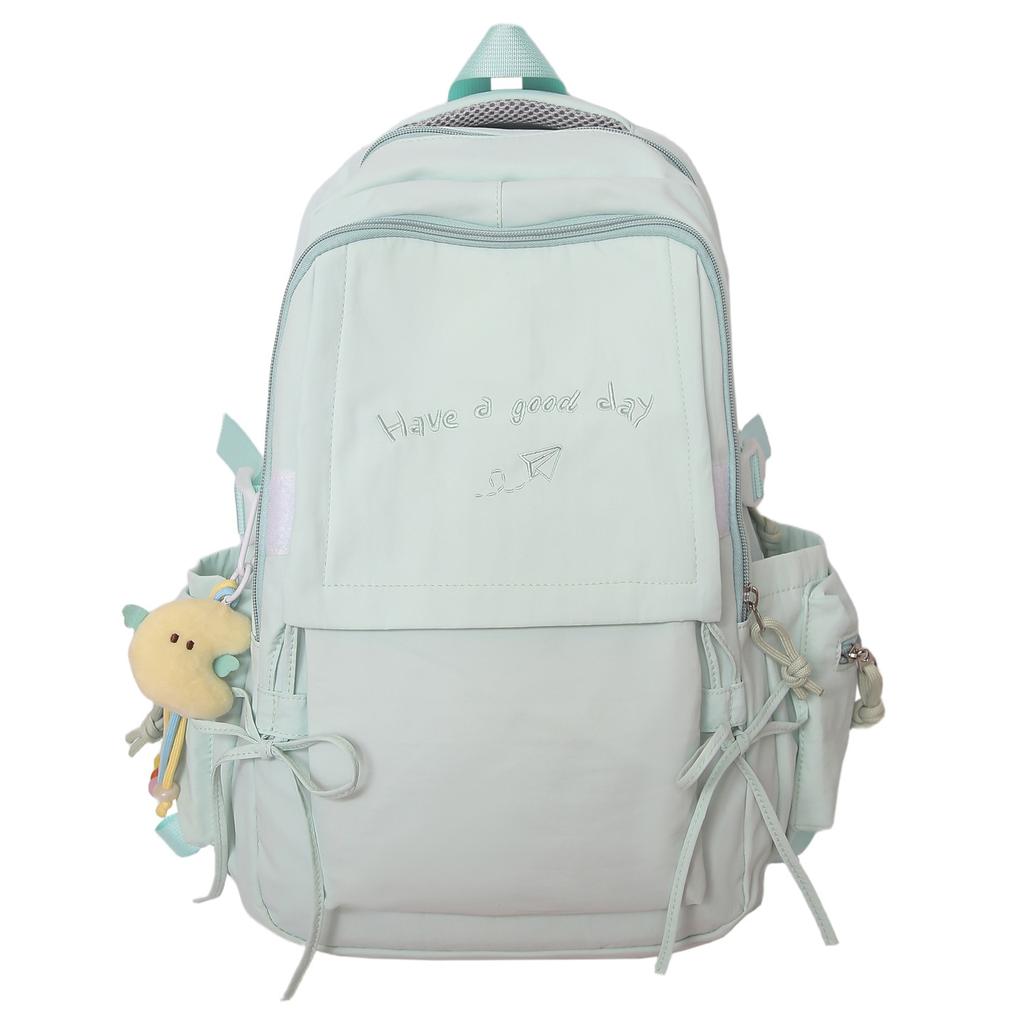 Winter New High-Value Solid Color Lightweight Student Backpack for Girls, Elementary and Middle School Students, Letter Backpack