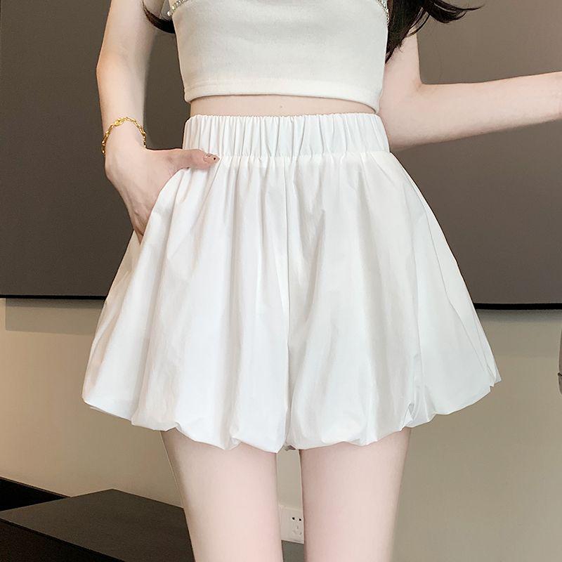 

Cloud Flower Women s Plus Size High Waist A-line Skirt Shorts - Summer Slimming Baggy Lantern Style XS (70-79 jin) белый